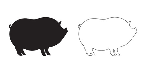 Pig Silhouette - Sharp Pig Graphic for Merchandise - Pig Vector - Pig Illustration - Pig Vector - Pig Outline Vector - Pig Icon
