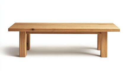 Fototapeta premium Rustic Light Brown Wooden Coffee Table on White Background