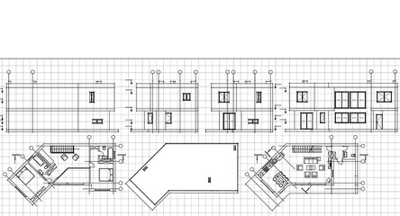 residential architecture house plan 3d illustration