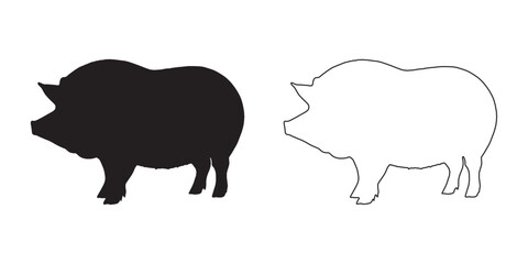 Stylized Pig Silhouette - Pig Vector - Pig Illustration - Simple Pig Drawing - Pig Vector - Pig Outline Vector - Pig Icon
