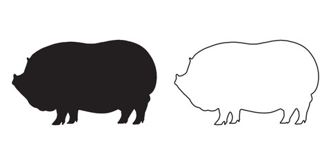 Minimalist Pig Silhouette - Pig Vector - Pig Illustration - Elegant Pig Shape - Pig Vector - Pig Outline Vector - Pig Icon
