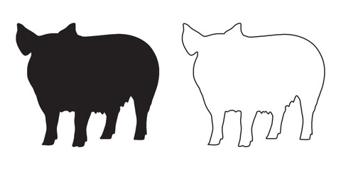 Minimalist Pig Silhouette - High-Quality Pig Clipart - Pig Vector - Pig Illustration - Pig Vector - Pig Outline Vector - Pig Icon
