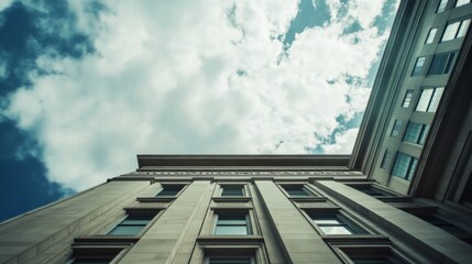 Fototapeta premium Federal Reserve building with cloudy sky. Featuring fiscal policy and monetary regulation