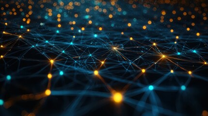 Network Connection Visualization with Blue and Orange Lights