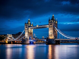 Obraz premium Tower Bridge Illuminated at Night in London