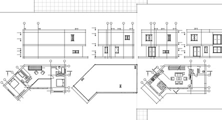 residential architecture house plan 3d illustration