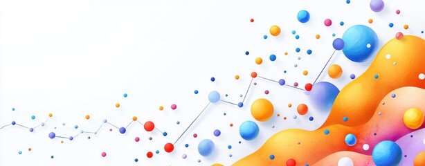 A vibrant abstract design featuring colorful spheres and fluid shapes, creating a dynamic sense of motion and creativity.