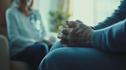 Elder abuse awareness raised by a healthcare worker and family in a hospital room. Featuring intervention and support