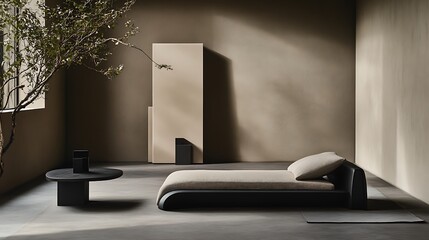 Minimalist Interior Design Featuring Modern Daybed and Table