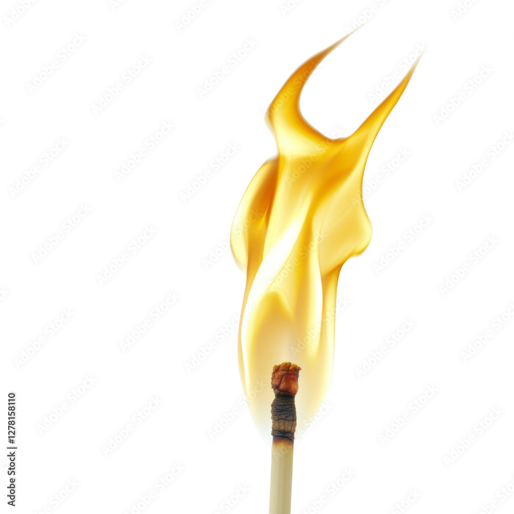 Aufkleber burning matchstick with vibrant yellow flames, creating striking visual effect. flame dances upward,
