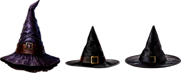 Three Distinct Witch Hats in Variations for Halloween Celebrations
