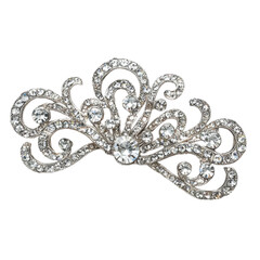 Obraz premium Elegant vintage hair accessory adorned with sparkling rhinestones, featuring intricate swirls and central gem. Perfect for special occasions or bridal hairstyles