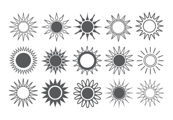 Set of vector sun icons. Sun icon set. Sunset icon collection. Hand drawn sun icon