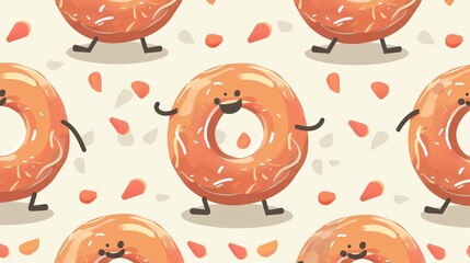 Cartoon Retro Mascot Colorful Seamless Vector Pattern