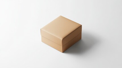 Obraz premium Small Light Brown Cardboard Box on White Background