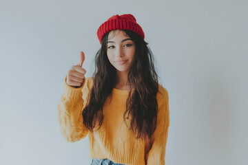 woman, beauty, fashion, hat, child, hair, dress, smiling, face, people, person, one, smile, fun, christmas, model, red, winter, expression, joy, studio, cap, eyes, pink, style