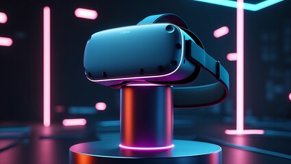 Meta Quest 2 VR Headset in Neon-Lit Setting