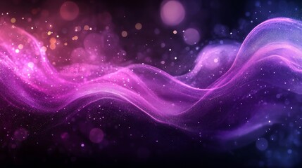 Fototapeta premium Abstract purple and pink flowing waves with tiny glowing lights