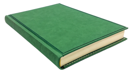 green book with hard binding isolated on transparent background