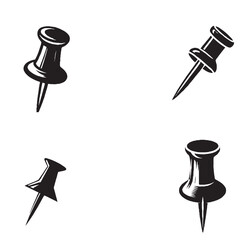 High-Quality Vector Silhouette of Tacks on White Background