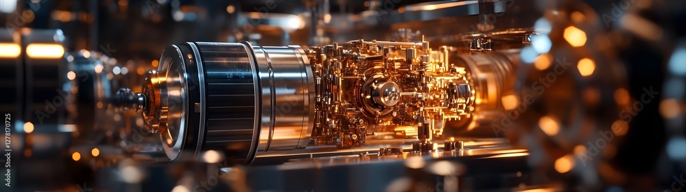 Poster Closeup of an intricate complex metallic circuit board showcasing the advanced engineering and cutting edge technology behind modern digital devices and systems  This image represents the innovative