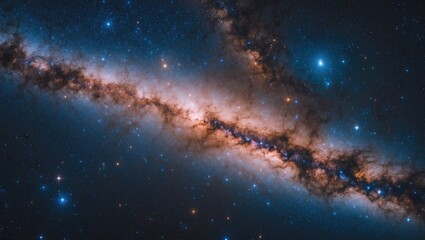 Detailed view of a galaxy with bright stars and nebulae emphasizing cosmic structures in dark space background