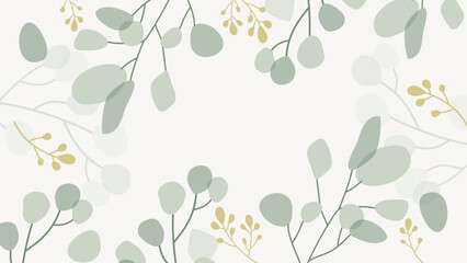 Beige botanical background, leaf border vector