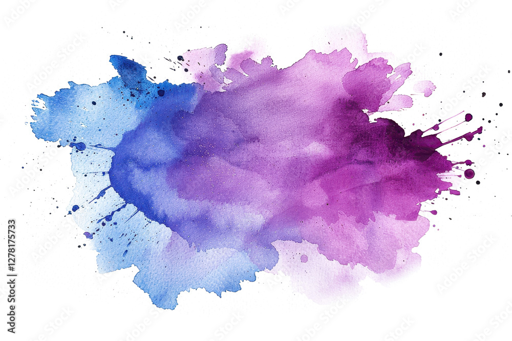 Wall mural pink blue purple watercolor splash spot isolated on white or transparent png