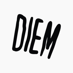 Diem word, retro typography vector