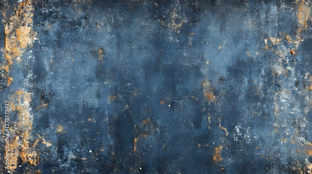 Fototapete Closeup view of an aged and weathered grunge metal surface with peeling paint oxidized patches and a rustic distressed texture  This moody