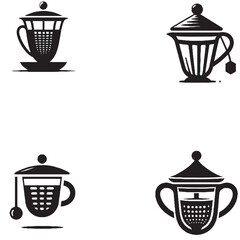 High-Quality Vector Silhouette of a Tea Brewer on White Background