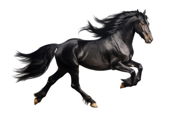 Obraz premium black jumping or running horse isolated on white or transparent png