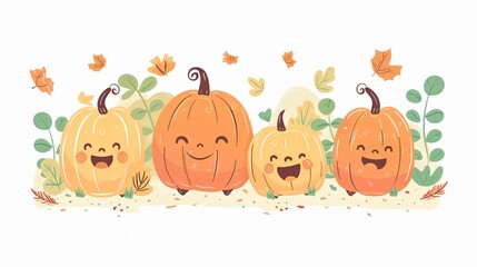 Cute Seamless Pumpkin Pattern for Fall Background