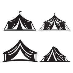 "High-Quality Vector Silhouette of a Tent on White Background"