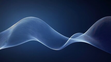 Abstract Blue Wave Lines Digital Art Design