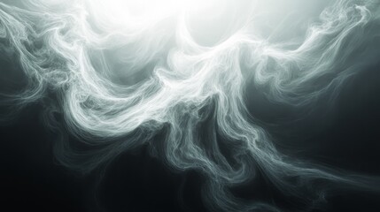 Fototapeta premium Glowing White Swirling Smoke Abstract Form On Dark Gradient Background