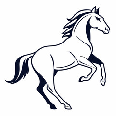 A stylized black Simple Line Art  Horse vector  Illustration