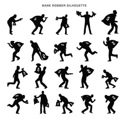 bank robber silhouette symbol icons vector design