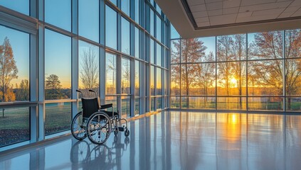 Spacious Modern Sports Facility with Large Windows Overlooking Outdoor Playground