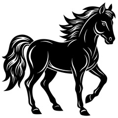 A stylized black Simple Line Art  Horse vector  Illustration