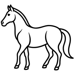 Fototapeta premium A stylized black Simple Line Art Horse vector Illustration