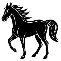 Obraz premium A stylized black Simple Line Art Horse vector Illustration