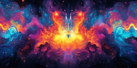 a cosmic illustration of vibrant colors, creating a breathtaking visual