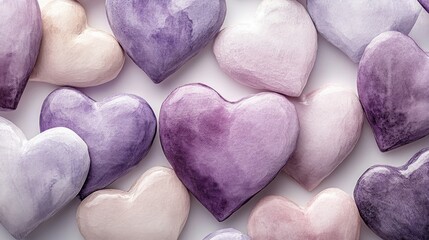 Obraz premium Pastel Purple and Pink Hearts Background