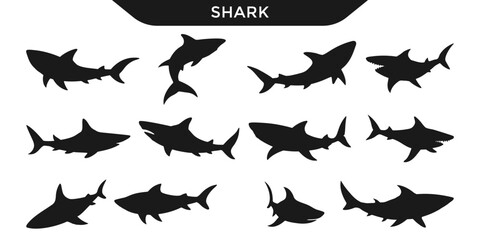 Fototapeta premium Shark silhouettes in various poses