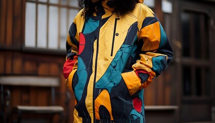 Utility Windbreaker Jacket with Bold Graphics and Modern Silhouette