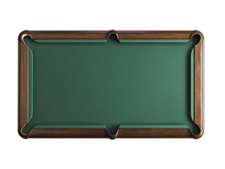 Top view of a billiard table isolated on white background.AI GENERATED