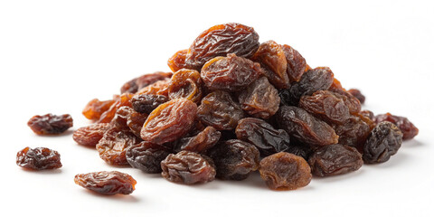 Fototapeta premium A Healthy Pile of Raisins Isolated on a White Background for Snacking and Baking