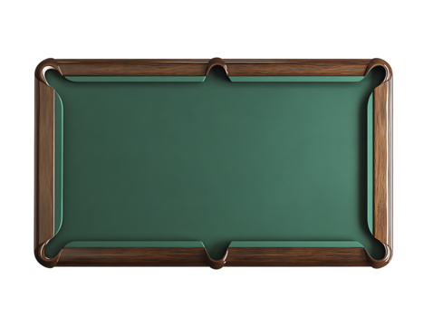 Top view of a billiard table isolated on white background.AI GENERATED