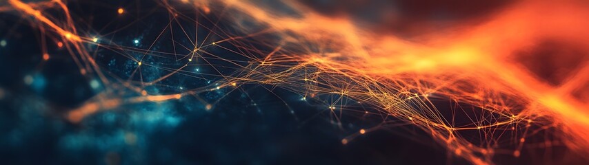 Dazzling digital network of interconnected energy flows and luminous illumination representing the intricate complexity and boundless potential of modern technological innovation and intelligence